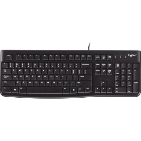 Logitech K120 Full-Size Wired USB Keyboard Plug-and-Play for Windows – Black