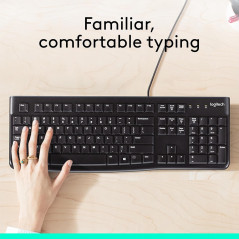 Clavier Logitech K120 USB Full Size Noir - Plug-and-Play PC