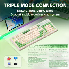 Clavier Gaming Sans Fil AULA S99 Vert Crème pour PC - Confort et Performance