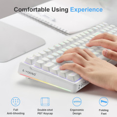 Clavier Mécanique Filaire HUO JI E-Yooso RGB Blanc avec Rétroéclairage
