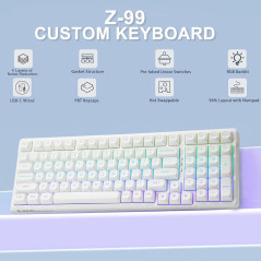 HUO JI E-Yooso Creamy RGB Wired Mechanical Keyboard – White Backlit