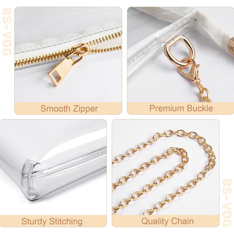 BS-VOG Clear Purse for Stadiums | Women's Clear Crossbody Bag