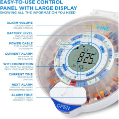 Distributeur de Pilules Auto WiFi LiveFine pour Seniors, 28 Jours, Couvercle Transparent