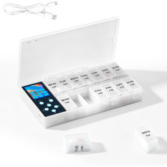 Organiseur de Pilules 14 Cases avec Alarme & Batterie Rechargeable