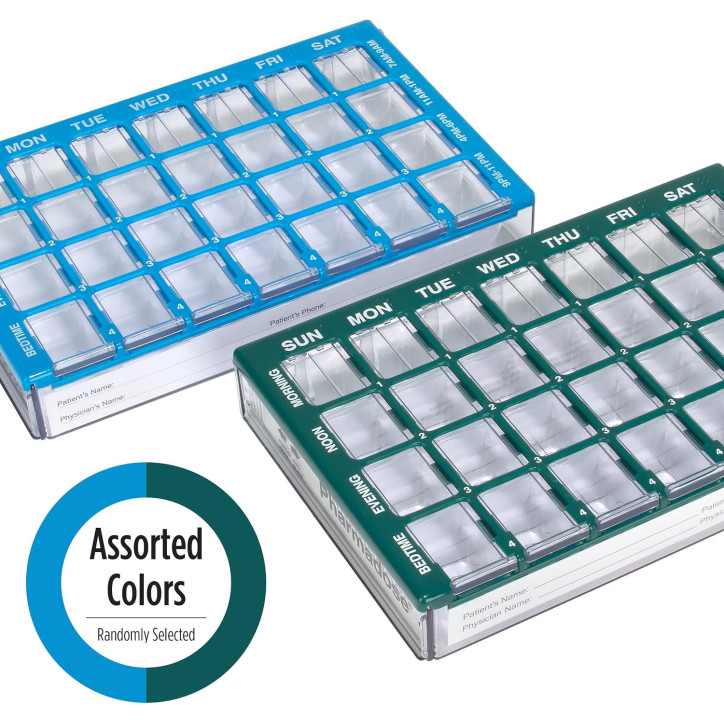Ezy Dose Pharmadose Organisateur de Pilules Hebdomadaire 7 Jours, 4 Fois/Jour, Taille Moyenne Ezy Dose Pharmadose Organisateur de Pilules Hebdomadaire 7 Jours, 4 Fois/Jour, Taille Moyenne