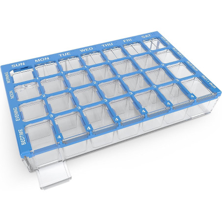 Ezy Dose Pharmadose Organisateur de Pilules Hebdomadaire 7 Jours, 4 Fois/Jour, Taille Moyenne