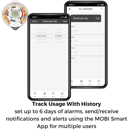 Distributeur Automatique de Pilules MOBI WiFi avec Alarme et Verrouillage Intelligent