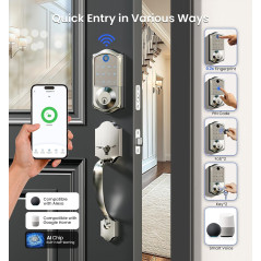 Veise VE017G-H Serrure Intelligente Wi-Fi Satin Nickel