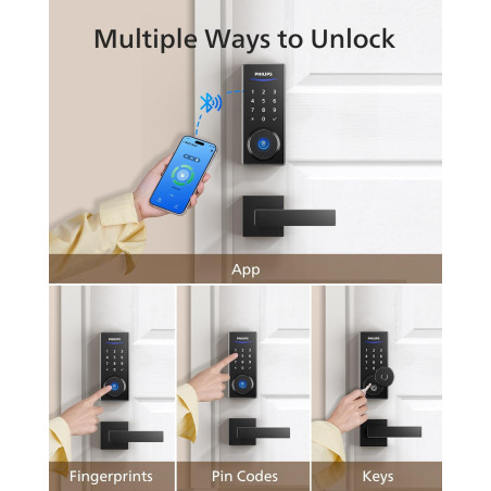 Serrure Philips Smart avec Poignée et Clavier - Sécurité Porte