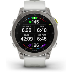 Garmin Epix Gen 2 - Montre Connectée Premium, Écran AMOLED Tactile, Santé & Aventure, Titane Blanc