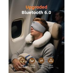 Bluetooth 6.0 Sleep Headphones Sleep Mask for Side Sleepers with 20H Playtime