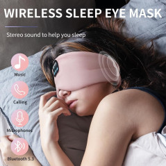 Sleep Mask Bluetooth 5.4 Wireless Headband Headphones with Mic - Pink