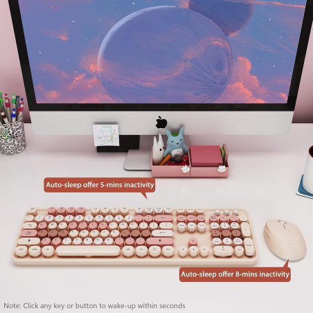 Clavier Souris Sans Fil Style Machine à Écrire Rétro PC