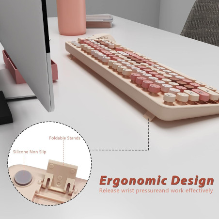 Wireless Retro Typewriter Style Keyboard and Mouse Combo for PC