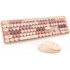 Retro Wireless Keyboard & Mouse Set | Cute Typewriter Style for PC