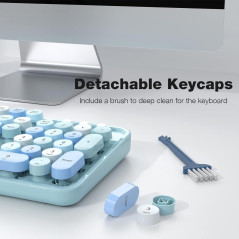 Clavier et Souris Sans Fil MOFII Retro 2.4GHz Bleu Coloré