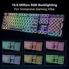 Redragon Wireless Mechanical Gaming Keyboard - Black, Typewriter Style
