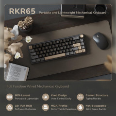 RK Royal Kludge R65 Wired 60% RGB Mechanical Keyboard with Volume Knob