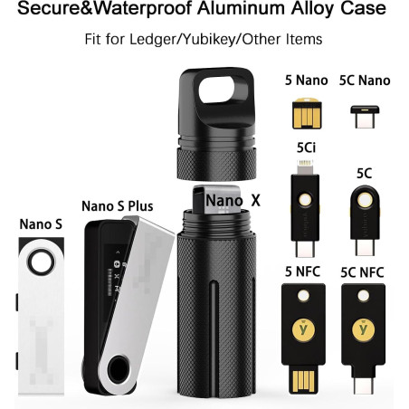 Aluminum Alloy Case for Ledger Nano X/S Plus & YubiKey 5/5C NFC - Durable Protective Cover
