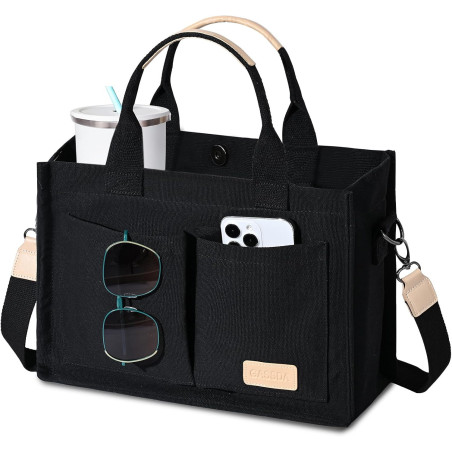 GASSDA Canvas Tote Bag for Women Crossbody Work Purse with Pockets, Top Handle Handbag Satchel for Travel Nurse Teacher