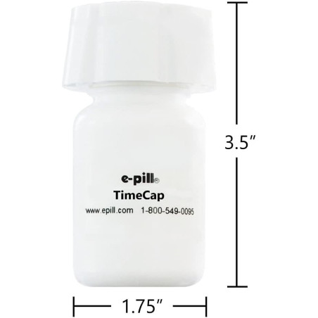 e-Pill TimeCap : Bouchon intelligent avec minuterie, rappels jusqu’à 24 alarmes par jour, date et heure d’ouverture