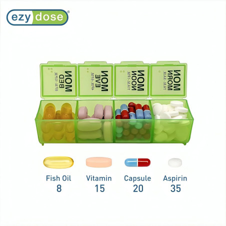 Ezy Dose Pop-Out 7-Day Pill Organizer, 4x Daily, Large, Color May Vary