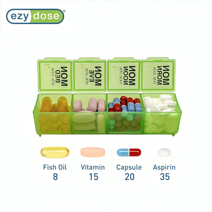Ezy Dose Pop-Out Daily 7-Day Pill Organizer, 4X/Day, Large - Color May Vary Ezy Dose Pop-Out Daily 7-Day Pill Organizer, 4X/Day, Large - Color May Vary