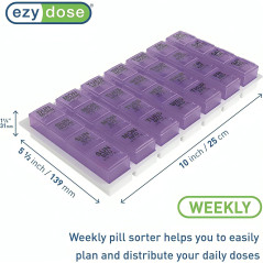 Ezy Dose Pop-Out 7-Day Pill Organizer, 4x Daily, Large, Color May Vary