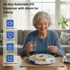 Distributeur de Pilules Automatique 28 Jours avec Alarme & Sécurité