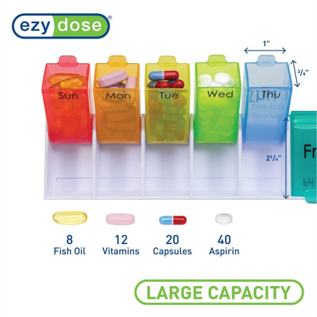 Ezy Dose Weekly 14-Day Rainbow Pill Organizer – Large Medicine Planner