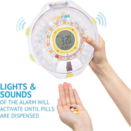 Distributeur Pilules Bluetooth LiveFine, 28 Jours, 9 Dosages