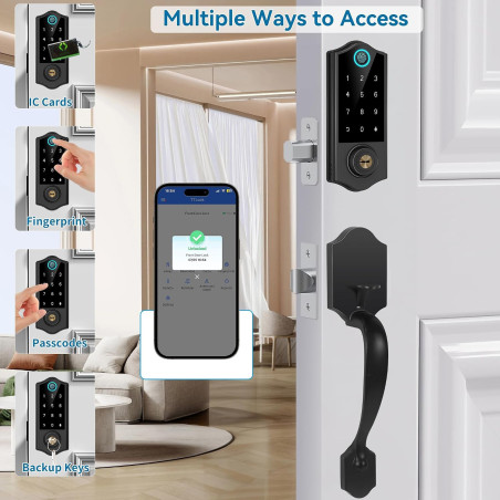 Fingerprint Smart Door Lock with Handle Set and App Control for Front Door Security