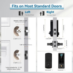 BEBASIA Smart Fingerprint Door Lock with Handle Set, Full App Control, Keyless Entry Security
