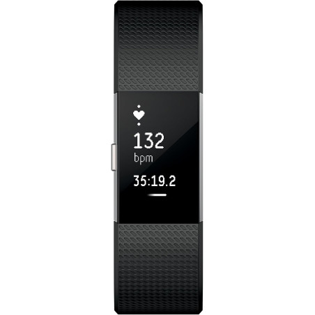 Fitbit Charge 2 Fitness Wristband with Heart Rate, Large, Black (US Version) - 1 Count