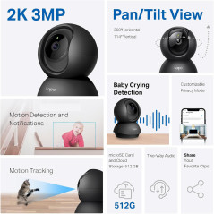 Tapo 2K Pan Tilt Security Camera (2-Pack) – Baby & Dog Monitor C211