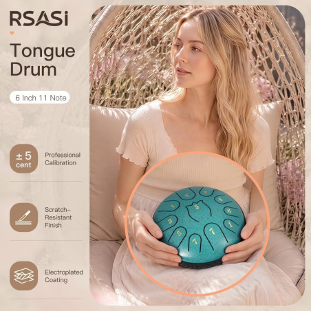6 Inch Steel Tongue Drum - 11 Notes Steel Drum with Mallets