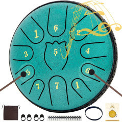 6 Inch Steel Tongue Drum - 11 Notes Steel Drum with Mallets