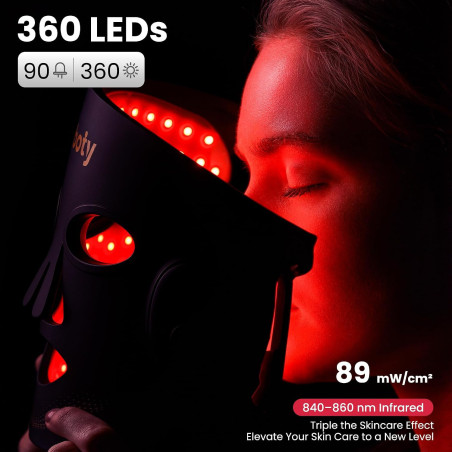 Thérapie lumière rouge visage, 4 modes, sans fil 2000mAh