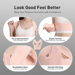 Correcteur de Posture Femme Rose L/2XL - Dos & Épaules