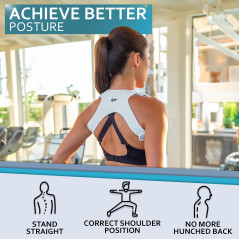 Upper Back Posture & Neck Hump Corrector Brace for Pain Relief - White