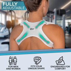 Upper Back Posture & Neck Hump Corrector Brace for Pain Relief - White