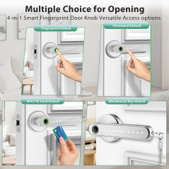 Fingerprint Door Lock with Keypad Keyless Entry – Silver Door Knob