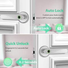 Fingerprint Door Lock with Keypad Keyless Entry – Silver Door Knob