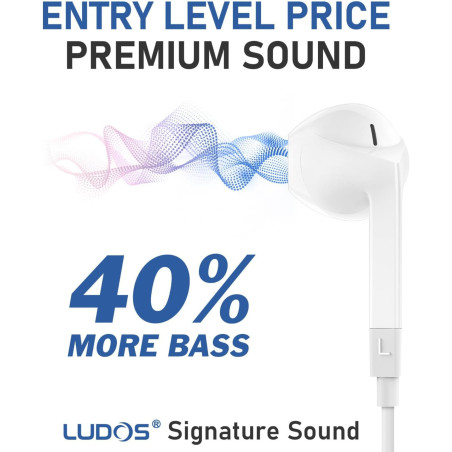 LUDOS FEROX Wired Earbuds with Mic & Noise Isolation – 5 Year Warranty