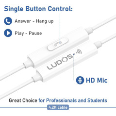 LUDOS FEROX Wired In-Ear Earbuds with Mic, Noise Isolation, 5-Year Warranty, 3.5mm Jack for iPhone & More