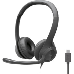 Casque filaire Logitech H391 USB-C stéréo pour PC/ordinateur portable, graphite
