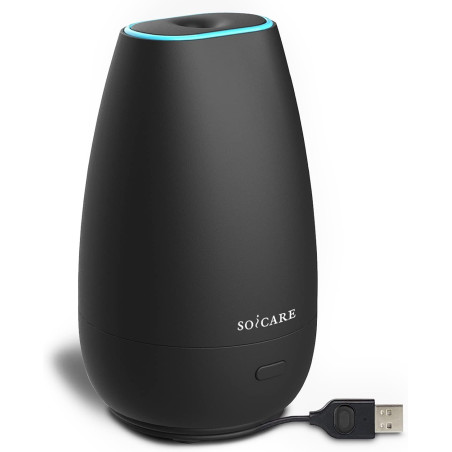Car Essential Oil Diffuser, Mini Portable Aromatherapy Air Humidifier with Built-in USB Cable (Black)