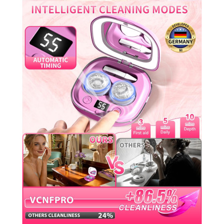 Pro 3.0 Ultrasonic Contact Lens Cleaner - Rechargeable & 99% Brightness