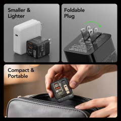 Chargeur Mural Rétractable MFish 65W GaN 3-en-1 USB-C