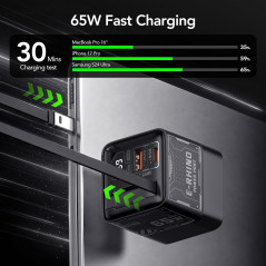 Chargeur Mural Rétractable MFish 65W GaN 3-en-1 USB-C